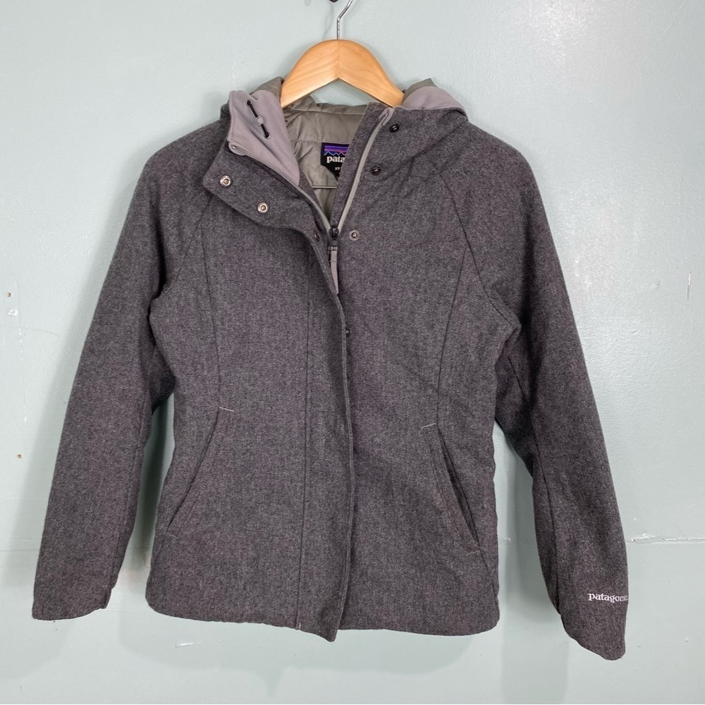 Patagonia 25945‎ Insulated Recycled Wool Hoody Full Zip Sz XS Gray Womens